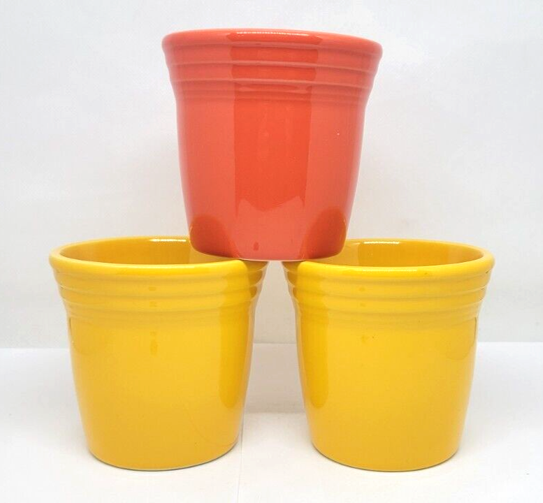 Primary image for Set of THREE Homer Laughlin FIESTA WARE Planters / Tumblers Yellow & Orange