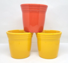 Set of THREE Homer Laughlin FIESTA WARE Planters / Tumblers Yellow &amp; Orange - £26.73 GBP