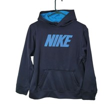 Nike Therma Fit Hooded Sweatshirt Boys XL Black Blue Warm Pullover - £13.81 GBP