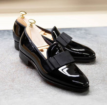 New Handmade Men Loafer Slip On Stylish Shoes, Men Black Patent leather formal S - £114.83 GBP
