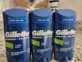 Lot of 3 Gillette Clean Rush Antiperspirant Deodorant Solid Stick - £35.12 GBP