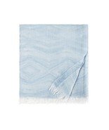 Sferra Glima Sky Blue Throw Blanket Fringed Lightweight Soft 51&quot;x 70&quot; It... - $78.00