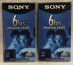 SONY Premium Grade T-120 6 HRS VHS Blank Video Tapes Lot of 2 New Sealed - £15.09 GBP