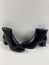 NWOB Journee Collection TABBIE Black Leather Pointed Toe Block Heel Booties 10 - £19.50 GBP