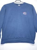 Vintage Champion Inside Out Crewneck Sweatshirt Blue 90s Embroidered Log... - £27.51 GBP