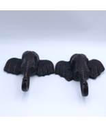 Vintage Wood Elephant 3D Heads Wall Hanging Plaque Africa Art Decor 9&quot; - $1,300.58 MXN