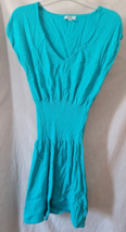 Women's Cache' Dress Size Medium Teal Knit Short Sleeve V-Neck Work Mid ... - $24.99