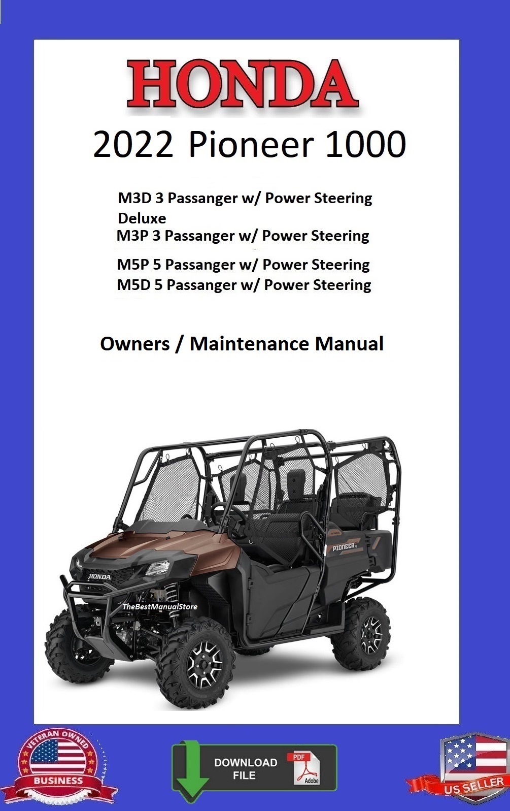 2022 Honda Pioneer 1000 M3D M3P M5P M5D SXS Owners / Maintenance Manual - $12.95