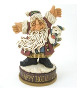 Vtg David Frykman Santa Xmas Figurine Happy Holidays Polar Bear Cub Folk... - $19.75