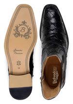 Belvedere Lima Genuine Pirarucu Skin Pebble Grain Calf Chukka Boot Black image 6