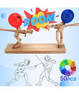 Bamboo Man Battle Handmade Wooden Fencing Puppets Game - £27.34 GBP