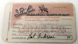 St. Louis Jewelry and Furniture Mart Charge Card 1950 Loew&#39;s State Theater - £15.18 GBP