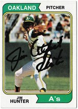 1974 Topps Catfish Hunter #7 Signed Autographed Auto Baseball Card JSA LOA! - £77.07 GBP