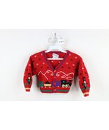 Vintage 80s 90s Toddler Size 1T 2T Train Conductor Wool Knit Cardigan Sw... - $902.57 MXN