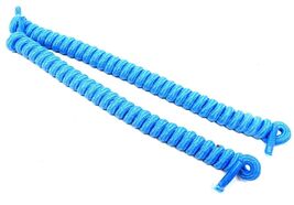 2 Light Blue No Tie Spiral Laces Shoes Curly 6 to 28 in No Headache Sun ... - $10.88