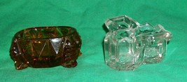 Old Eapg Glass Boston Salt Pepper Cellar Chippendale + Amber Brown Cambridge Vtg - £42.95 GBP