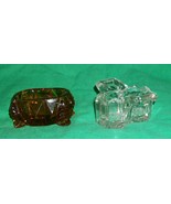 OLD EAPG GLASS BOSTON SALT PEPPER CELLAR CHIPPENDALE + AMBER BROWN CAMBR... - £42.62 GBP