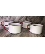 Plates and Beyond #65105 Set Of 4 Red/White Cereal Soup Dessert Bowls RA... - €42,09 EUR