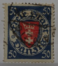Vintage Stamps German Germany 50 Pfg Fifty Pfennig Danzig Deutsches Reich X1 B14 - £1.37 GBP