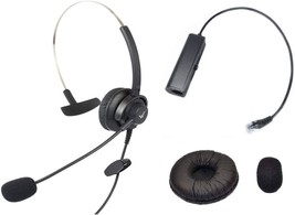 Call Center Hands Free RJ9 Headset Headphone Monaural Mic Mircrophone Noice Canc - £24.61 GBP