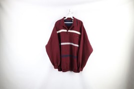 Vintage 90s Streetwear Mens 2XL Faded Striped Collared Pullover Sweatshirt Red - £39.52 GBP