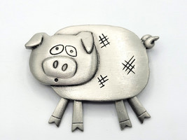 JJ Jonette Pig Handcrafted Pewter Pin Brooch Articulating  Legs  2&quot; - £15.72 GBP