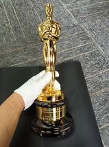 1:1  Full Size Zinc Alloy Oscar Trophy 13.5&#39;&#39; Academy Award Souvenir Custom Text - £231.20 GBP+