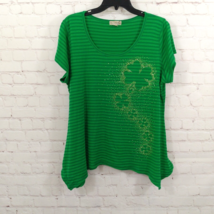 Live and Let Live T Shirt Women XL Green Striped Embellished Shamrock Sh... - $17.99