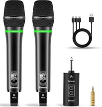 Bietrun WXM19 Wireless UHF Rechargeable Handheld 2X Microphones UHF 240Ft - £32.00 GBP