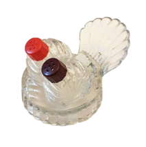 Hazel Atlas Glass mini Salt &amp; Pepper Shakers Art Deco Turkey Fan Tail Cl... - £12.38 GBP