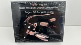 Holleringlan Rabbit Wine Bottle Opener Corkscrew Set  Foil Cutter New - $14.80