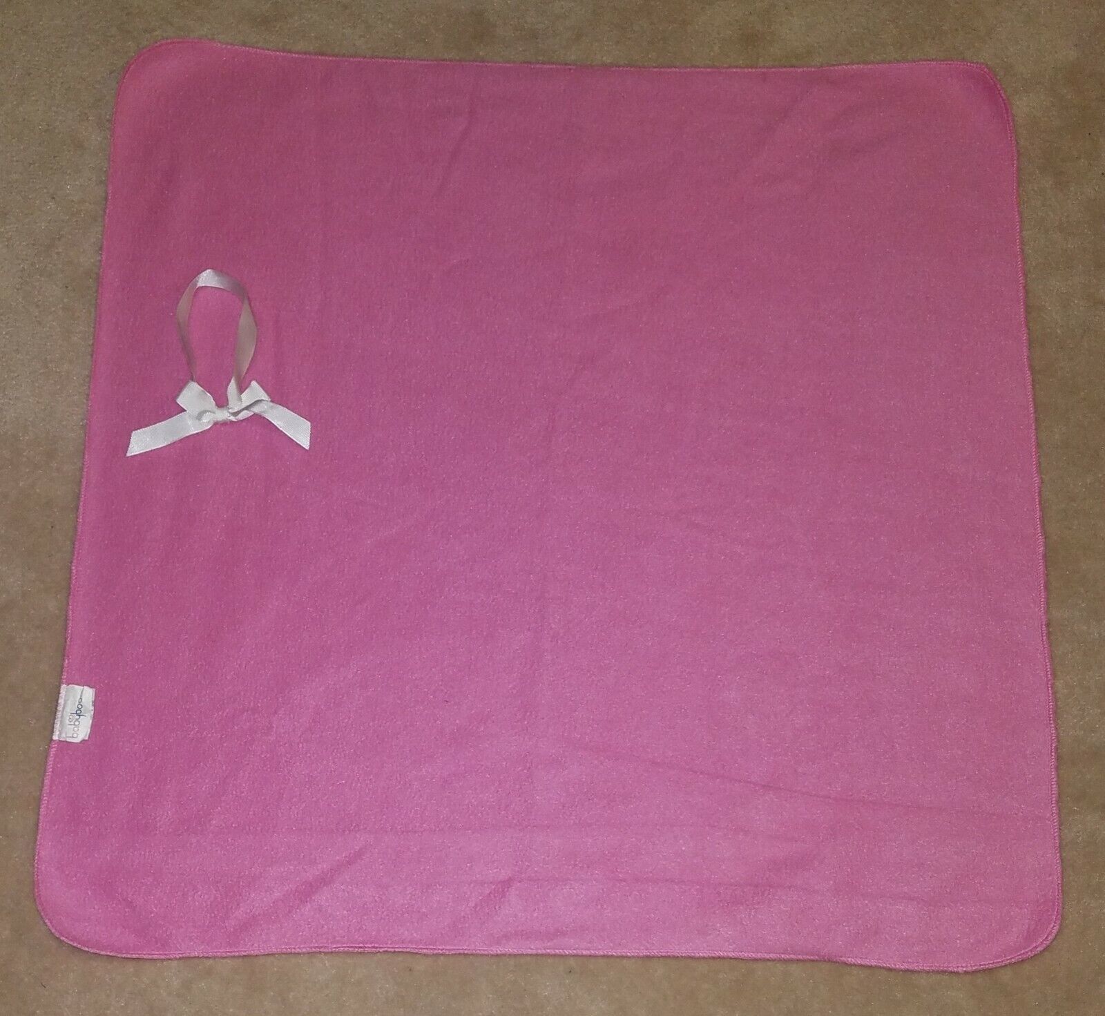 Baby Boom Pink Fleece Blanket Soft Lovey Girl White Bow - $16.79