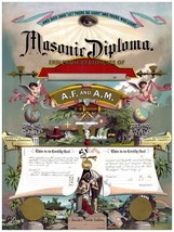 3422.Victorian Poster Design.Masonic Diploma Spiritual.F &amp; AM.Home interior art - £12.80 GBP+