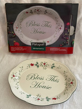 Winterberry “Bless This Home” Holiday Serving Plate Tray by Pfaltzgraff NIB 10” - £10.01 GBP