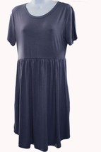 Women Dress Longyuan Women Short Sleeve Dress Size M Blue - $10.68