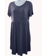 Women Dress Longyuan Women Short Sleeve Dress Size M Blue - $10.68