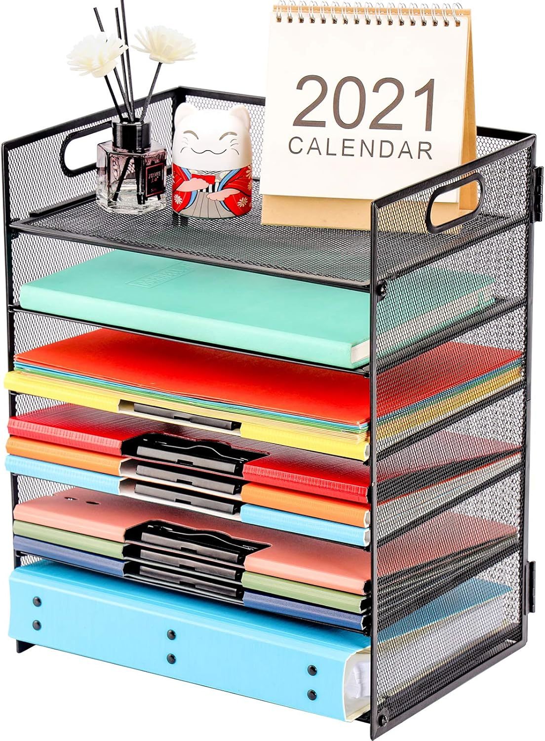 Black Marbrasse Paper Letter Tray Organizer, 6 Tier Mesh File Organizer ... - $32.96