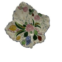 Blue Ridge Pottery Hand Painted 1950&#39;s NOVE ROSE Maple Leaf Tray Plate AS IS Vtg - £9.75 GBP