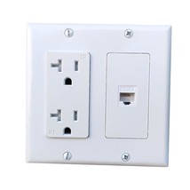 2 Gang Power Outlet With 1 Cat6 Ethernet Port - 20A Electrical Outlet Co... - £22.01 GBP