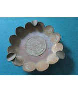 AZTEC CALLENDAR MEXICAN COINS COPPER BRASS ASHTRAY 5&quot; ORIGINAL - £20.15 GBP