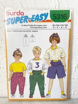 Burda Super Easy Childrens Pants Shorts Sewing Pattern 5316 Kids Sizes 2-8 Uncut - $9.45