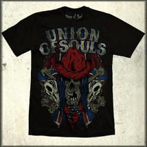 Union Of Souls Texas Rebel Skull Cowboy Western Southern Rock Mens T-Shirt Black - £17.43 GBP