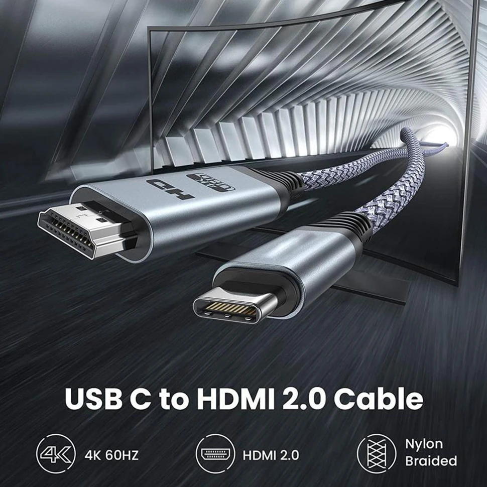 House Home USB C HDMI Cable 4K 60Hz USB 3.1 Type C to HDMI 2.0 Abolt 3 Converter - £19.98 GBP