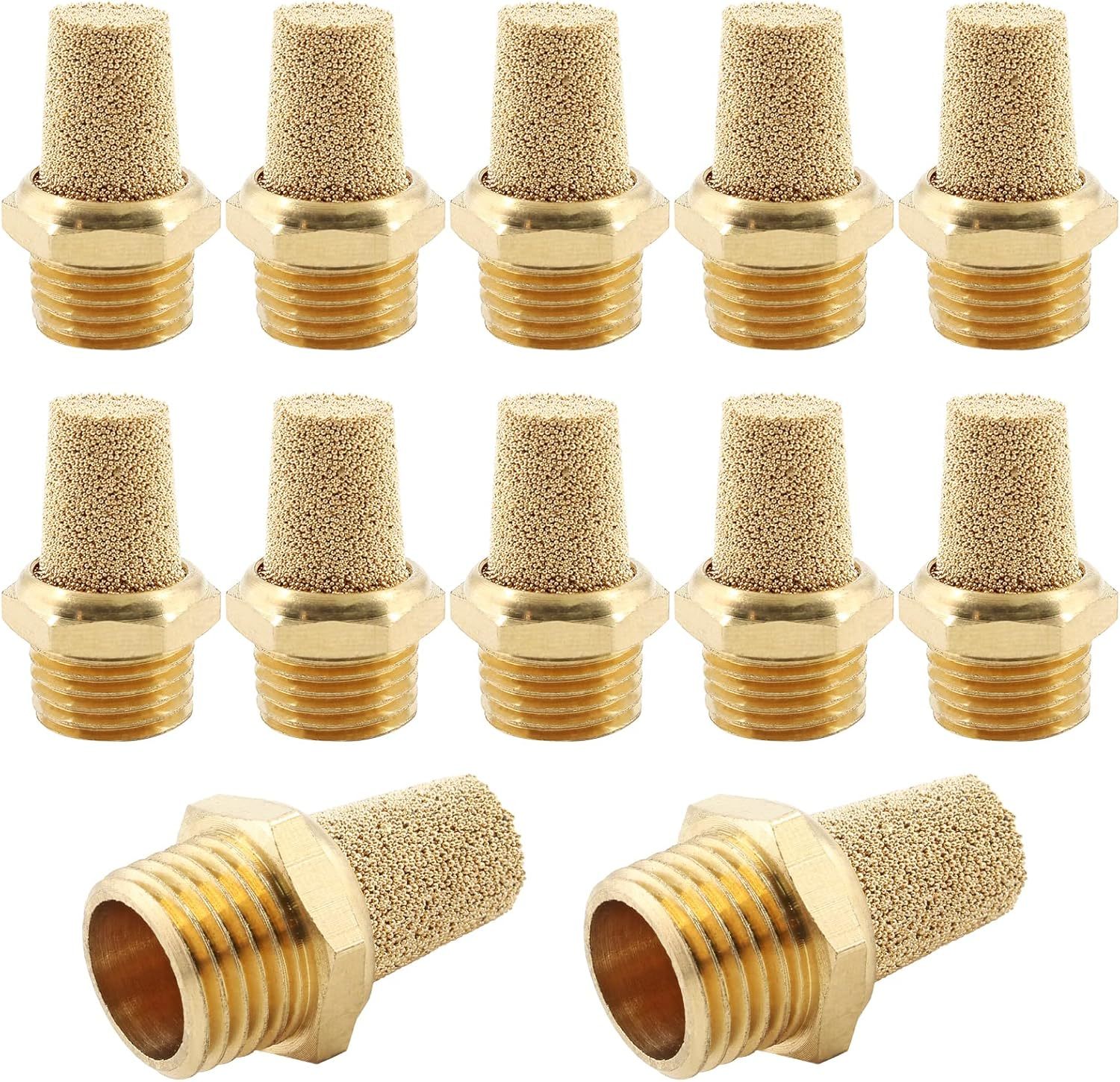12 Pcs Air Pneumatic Mufflers Silencer, Brass Pneumatic Exhaust Muffler,... - £27.11 GBP