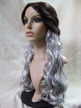 Half Brown Gray Morbid Mistress Wig Two Tone Goth Hipster Vamp Wicked Sorceress - £15.68 GBP