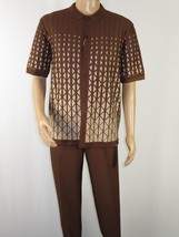 Men Silversilk 2pc walking leisure suit Italian woven knits 3115 Brown Beige - £82.95 GBP