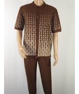 Men Silversilk 2pc walking leisure suit Italian woven knits 3115 Brown B... - £119.87 GBP