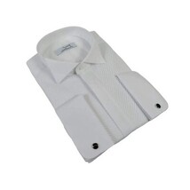 Men CEREMONIA Formal Cotton Shirt Wingtip Slim Fit Turkey #ATC 13 White Pleated image 6