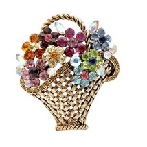 CINDY XIANG Rhinestone Flower Basket Brooch Vintage Colorful Pins For Women Autu - £48.00 GBP
