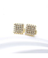 18k Layered Real Gold Filled Square men&#39;s Earring Micro Pave - $224.28 MXN